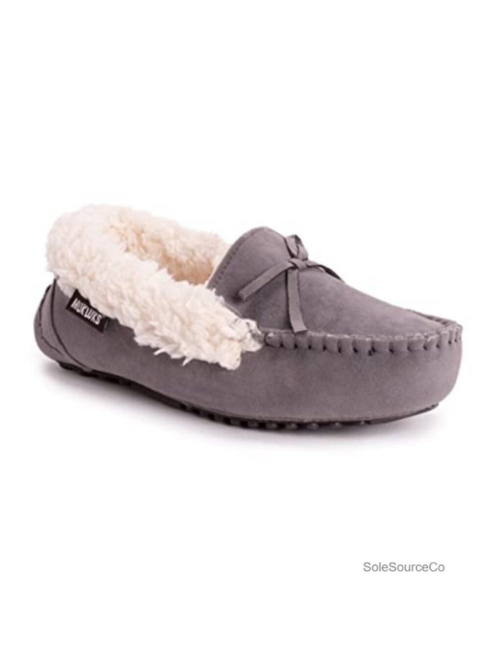 Faux Fur Cuff Polysuede Slippers Indoor Outdoor